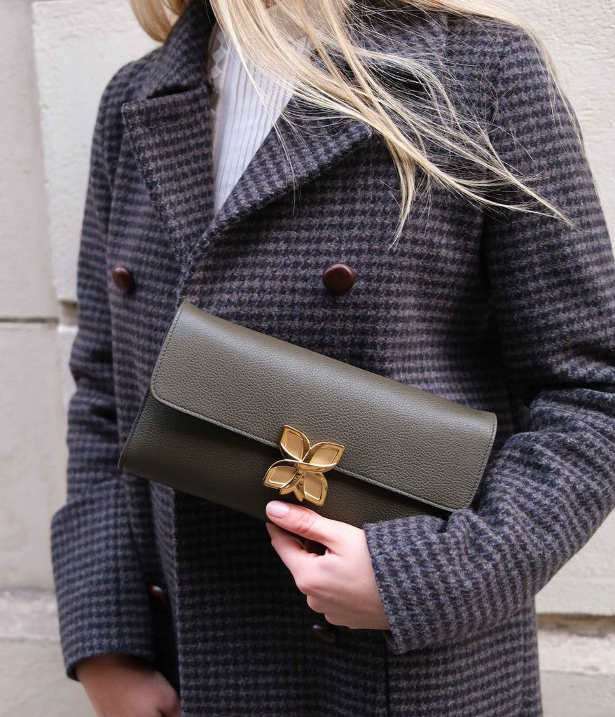 Hortensia Clutch | Vert Olive - Fleuron Paris